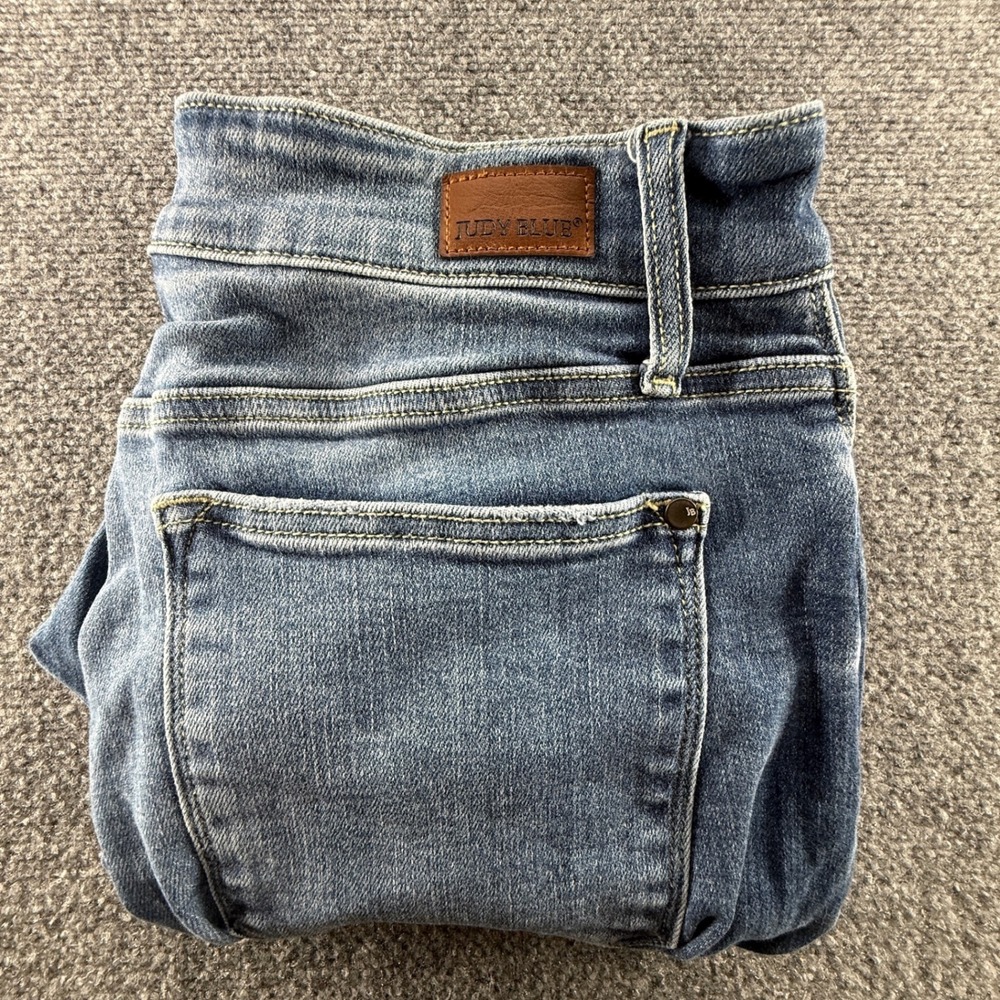 Judy Blue 14W High Waist Button Fly Skinny Jeans Medium Wash Raw Hem 0522
